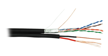Кабель NETLAN EC-UF004-5E-PC075-PE-BK F/UTP 4 пары, Кат.5e(Класс D), одножильный, BC(медь), с многожильным силовым кабелем 0,75мм2, внешний, PE до -4, 305м