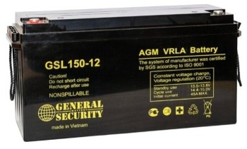 12V 150Ah General Security GSL150-12 Аккумулятор 483,5х170х240мм	45,5кг (Вьетнам)
