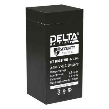 Аккумулятор Delta 6V 2,3Ah DT 6023 (75мм) 