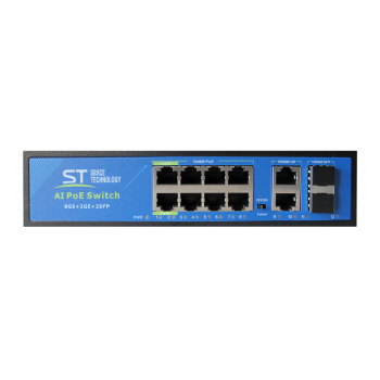 ST-S814POE (8G/2G//2S/150W/АB/2BT) PRO Switch POE 8-ми портовый для обеспечения проводных сетей нап