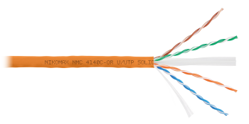 NMC 4140C-OR NIKOMAX Кабель U/UTP 4 пары, Кат.6 (Класс E),однож,BC (медь), 23AWG(0,55мм),нг(А)-HF,внутр,оранж,305м