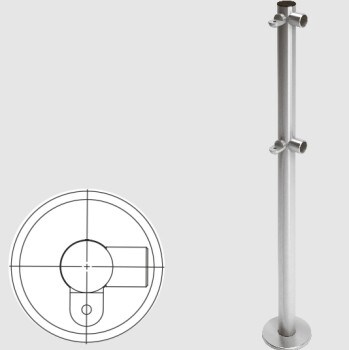 Oxgard Стойка ограждения L-образная с 2-мя полупетлями, муфты справа
