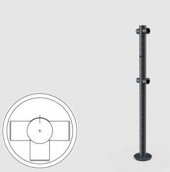 Oxgard Стойка ограждения Т-образная с отверстием под фиксатор (антик серебро, черный)