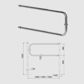 Oxgard Створка ограждения поворотная длиной 1000 мм (антик серебро, черный)