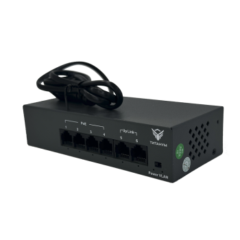 TM042-02 PoE-коммутатор (встроенный источник питания) 4+2 10/100 , оснащенный 4 портами PoE и 2 порт